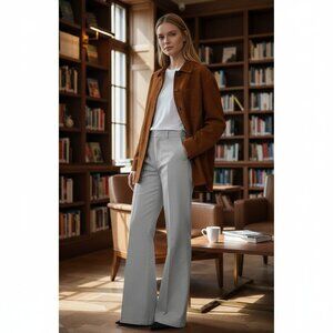 G.H. Bass  Stretch Wide Leg Trousers Plus 14R Grey NWT